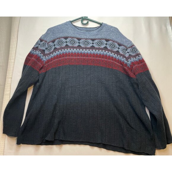 Spunky knit sweater mens XL aztec long sleeve made USA blue black - Picture 1 of 12